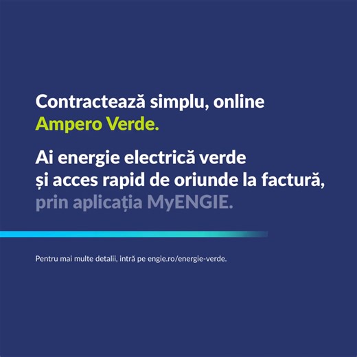 Te poți bucura de energie electrică verde indiferent dacă stai la bloc sau la casă. Contractează online, simplu și rapid, Ampero Verde!🌳 În plus, prin aplicația MyENGIE, ai acces de oriunde și oricând la factura ta de energie electrică, încă din ziua emiterii. Află mai multe despre oferta noastră de energie electrică din surse locale, 100% regenerabile: https://www.engie.ro/energie-verde/ | ENGIE
