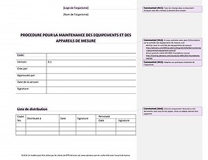 Procédure pour la maintenance des équipements et des appareils de mesure [ISO 9001 modèles]