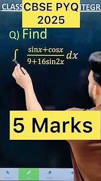 Q) Integration ∫ ( 0 to (𝜋/4) (sin𝑥+cos𝑥)/(9+16sin2𝑥) 𝑑𝑥 #class12 #cbse #maths #maths #integration