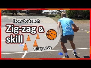 Relay race: Zig-zag & skill › Dribbling | Basketball skills in PE