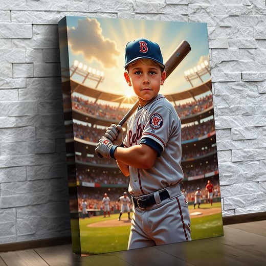 Personalized Baseball Canvas Art | Custom Sports Decor | Young Baseball Player Gift | Kids Room Decor | Gift for Boys | Portrait From Photo - Etsy