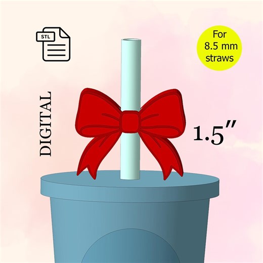 Beautiful Bow, Straw Topper, STL File for 3d Printing, 3d Print STL File, Happy Birthday, Party Favors - Digital Download. - Etsy