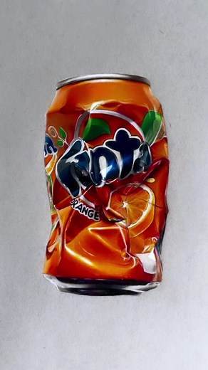 How to Draw a Crushed Fanta Can Step by Step