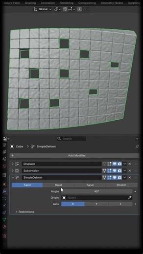 Blender Simple Deform Modifier – Bend Objects in Seconds!