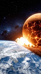 It won’t happen, but imagine this right….. An enormous orange planet collides with Earth, igniting the horizon with fiery light as dust and heat spiral into the sky. A cataclysmic yet mesmerizing cosmic encounter that changes the world forever. 🌍🟠🔥 #EarthImpacts #OrangePlanetCrash #CosmicCollision #SpaceVisuals #AsteroidImpact #PlanetFall #OuterSpaceArt #HyperRealisticSpace #AstronomyEdit #EpicPlanetaryImpact #SciFiScene #CelestialCollision #CosmicPhenomenon #SpaceDrama #UnrealVisuals #Astron