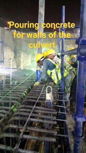 Pouring concrete for walls of culvert #construction #pouringconcrete #rebarinstallation