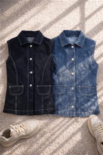 Korean Style Women's Denim Vests