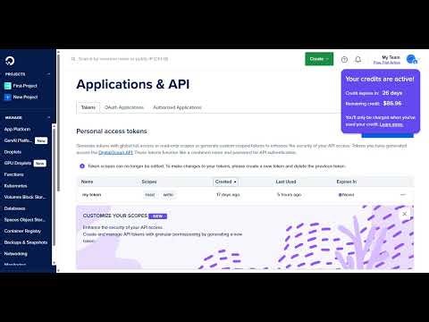 How to Create API TOKEN DigitalOcean
