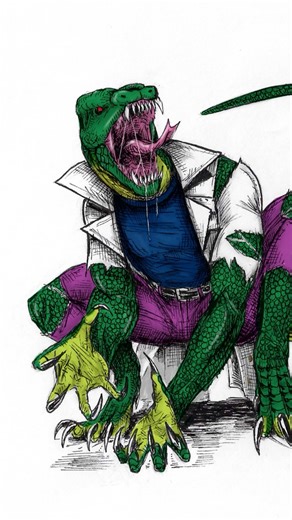The Lizard drawn and colored on lives. #thelizard #spiderman #marvelcomics #comicart #comicartist