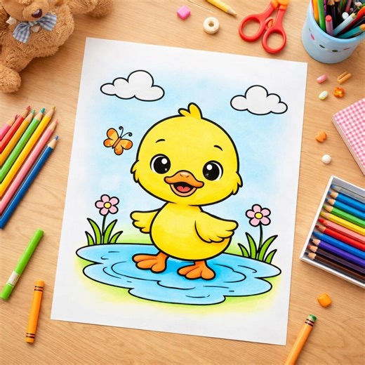 Printable Baby Duck Coloring Pages for Kids: Instant PDF Download - Etsy