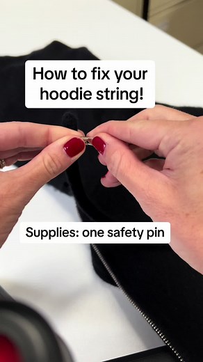 How to fix your hoodie string! #sewingtiktok #hoodiestring #howtofixeverything #hoodieseason #sewingtutorial #drawstringreplacement
