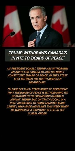 #Trump withdraws Canada's invite to 'Board of Peace'#USA NEWS