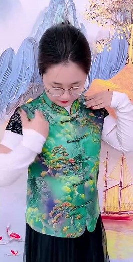 Elegant traditional outfit showcasing vibrant green vest floral sleeves stylish look