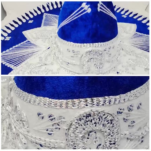 Blue Velvet Charro Sombrero: Silver Trim, Authentic Mexican Fiesta Hat - Etsy