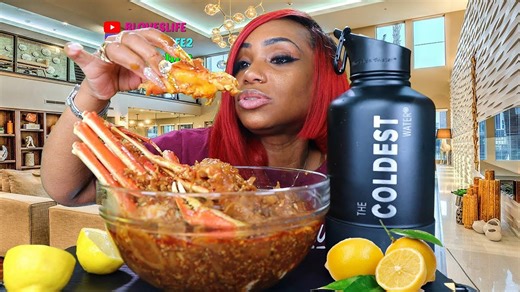 Snow crab legs with eggs cooked to perfection