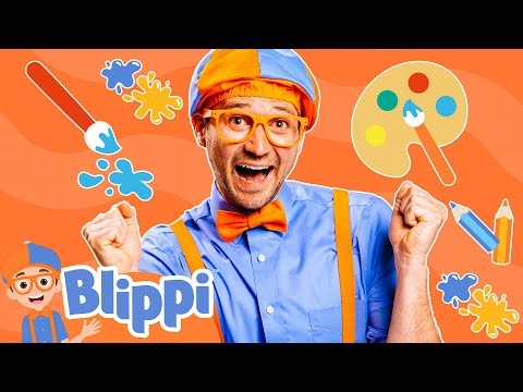 Kids Art Class with Blippi 🎨 Blippi Learns to Draw | Colors For Kids | Toddler Learning Videos