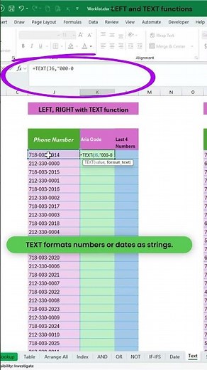Using LEFT and TEXT Functions in Excel