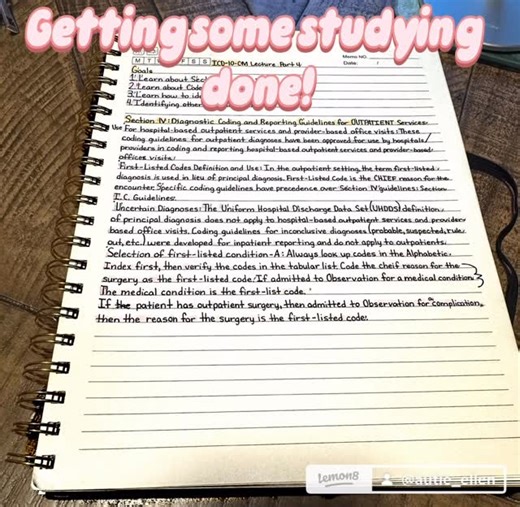 Ellen Irene Garfoot on Instagram: "I'm getting some studying done this morning! These notes are actually ones I took last night and this morning. I'm on my last lecture for this section of the free AMCI Introduction to Medical Coding course! I'm so happy that I'm making such good progress! I'll spare you the details but I haven't always been the best student. I think that was due to a lot of different factors that, at that time, were out of my control. So the fact that I'm making progress and I'