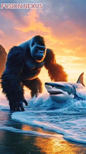 GORILLA MERGING WITH A SHARK?😱 what will be the outcome? #youtubeshorts #shorts
