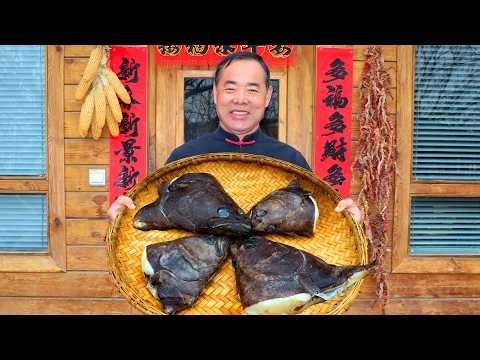 4 HUGE Fish Head Grilled to Perfect with Chili! Best Part of Fish to Enjoy! | Uncle Rural Gourmet