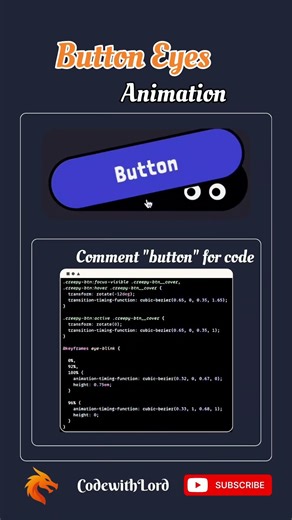 Button Eyes Animation with CSS 👁️ | Creepy Hover Effect #Shorts