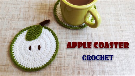 Apple Coaster Crochet | Cute Crochet Coaster Tutorial