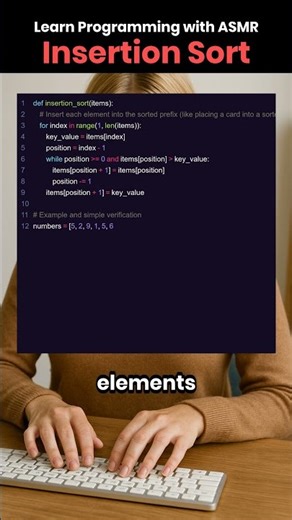 ASMR Insertion Sort Algorithm Explanation and Code Walkthrough | Programming ASMR