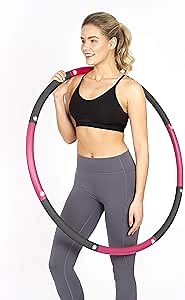 HEALTHYMODELLIFE Exercise Fitness Hoop for Adults - Easy to Spin, Premium Quality and Soft Padding Weighted Hoop - Detachable Hoops for Home & Gym Workouts
