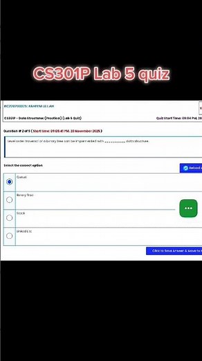 CS301P Lab 5 — Full Quiz Solutions (Data Structures)