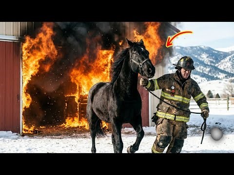 Smart Dog Saves Black Horse From Electrical Barn Fire 🔥🐕 | Snowy Night Heroic Rescue