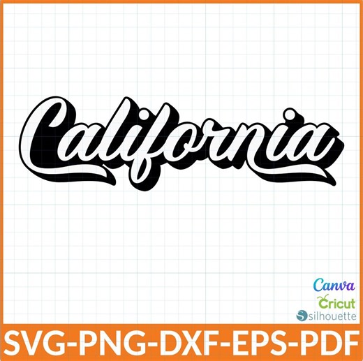 California SVG Retro Script, Cursive California PNG for Sweatshirt, Vintage Varsity Font DXF, California Cut File for Cricut and Silhouette - Etsy
