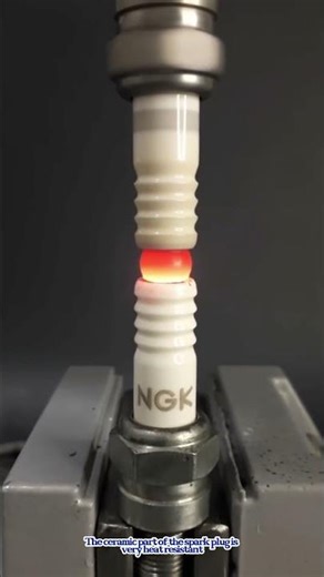 The ceramic part of the spark plug is very heat resistant