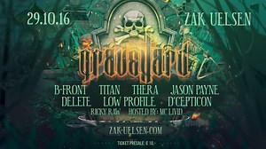 On October 29, 2016 we will open our gates for the hardest halloween you have ever witnessed: Graveyard Halloween 2016! Get ready for B-Front, Titan, Dj Thera, Jason Payne, Delete, D'Cepticon, Low Profile. Ricky Raw and MC Livid. Presale is available at http://www.zak-uelsen.com/tickets-1 | Eventcenter ZAK