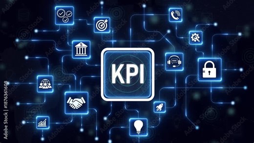 KPI - Key performance indicator. Business and industrial analysis. Internet and technology concept on virtual screen. 4k animated