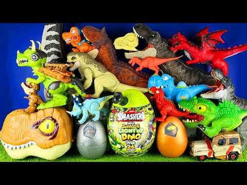 Jurassic World Unboxing Review Asmr Dinosaur T-rex D-rex Giga Zuru Smashers 35 Dino Trucks Dino Head
