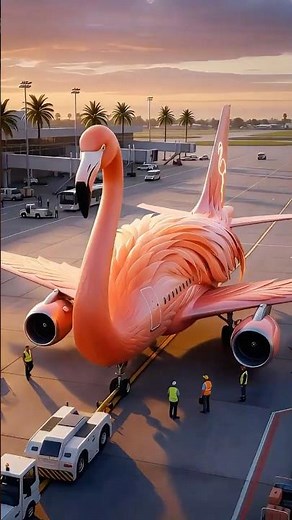 Flamingo Airplane?! 🦩💗 The Most Glamorous Pink Flight Ever! ✈️🌅 #FlamingoPlane #PinkParadise