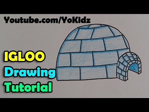 How to draw an Igloo Step by step and easy for kids