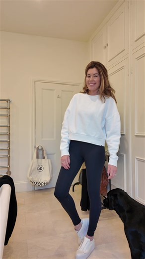 Option 1 (clean chic): How to style the fabulous contouring SoSophie workout leggings: \t1\tSuper slick “workout-to-out” vibe: pair them with the new Black Cloud Crew Neck 🖤 \t2\tFor a little va-va-voom: Cloud Crew in Milk for a fresh, sharp, polished look 🤍 \t3\tEveryday comfort style: the Relaxed Crew in Milk is the perfect match ☁️ Mix match to suit your day (and your mood). Hope you love them as much as I do xx