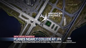 87K views · 1.2K reactions | The FAA and NTSB are investigating a near-collision between two planes at JFK International Airport in NYC, the government agencies announced. The Delta and American Airlines aircrafts were within seconds of colliding into each other. Gio Benitez reports. https://trib.al/vQjeAV9 | ABC World News Tonight with David Muir | Facebook
