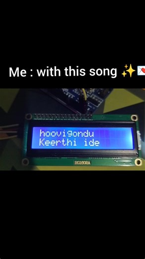 mr.power__Robotics on Instagram: "✨ “Each word glows on the screen like a heartbeat of love… From code to emotion — every line sings, every pause feels. Arduino didn’t just display lyrics… it displayed memories.” 💫 🎵 ‘Aa modadinda… malege ondu spoorthi ide…’ 💡 Made with ❤️ using Arduino Uno + I2C LCD #ArduinoLove #KannadaSong #TechArt #JoTumMereHoVibes #ArduinoProjects #LCDDisplay #CodeAndEmotion #EngineeringFeels #TechMeetsPoetry #PreethiIde#kannada #electronic #ece #robotics #diploma #ardui