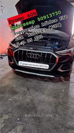 Adel Abdouli on Instagram: "Désactivation Suppression Adblue FAP EGR Tunisie Sousse wattssap 50913730 garage auto Sousse Audi Q3 (F3B) 2.0 35 TDI reprogrammation calculateur moteur diagnostic achats et réparation mécanique automobile changement moteur boîte vitesse distribution embrayage batterie hybride électrique alternateur démarreur https://maps.app.goo.gl/4kj9nAmnt7p8t1eo8 #tunisienne #Sousse #adblue #audi #diagnostic #mecaniqueautomobile"