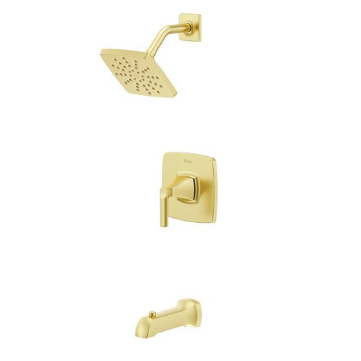 Check The Home Depot's Q&A Before Buying: Pfister Vaneri Single Handle 1-Spray Tub and Shower Faucet 1.75 GPM in Brushed Gold (Valve Included)