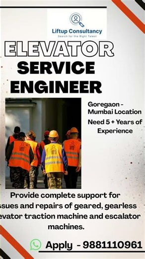 Elevator Service Engineer Job in Mumbai | Latest Openings 2025 | Technician Vacancy