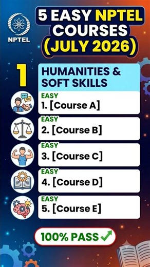 The 5 Hidden "Easy Pass" NPTEL Courses in 2026 🔥Easiest NPTEL Courses for July 2026 (100% Pass Rate)