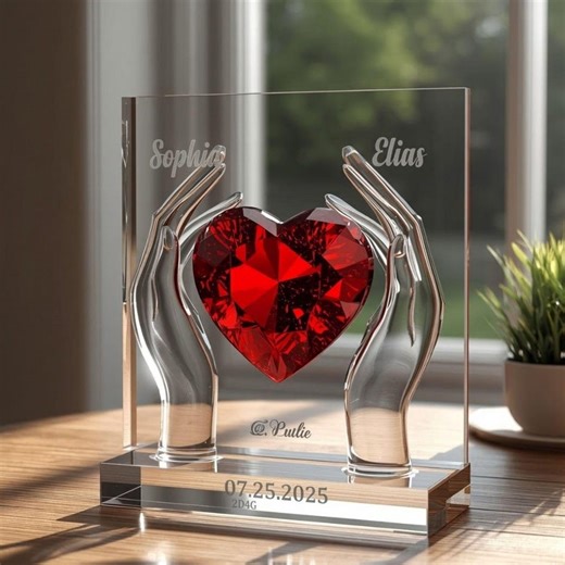 Custom Love Heart Acrylic Gift, Personalized Couple Keepsake, Valentine’s Day Gift, Wedding Anniversary Decor - Etsy