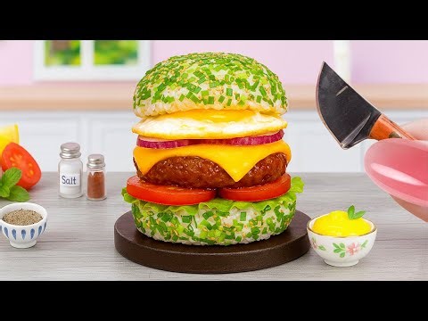 How To Make Miniature Cooking Crispy Rice Burger Recipe