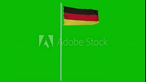Germany Flag Waving on wind on blue screen or chroma key background. 4K animation