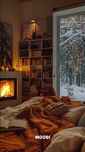 Cozy Bedroom Christmas | Fireplace & Snow ❄️🔥