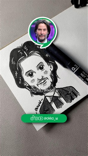 Drawing Keanu Reeves as a Cute Chibi Character 🍺 #caricature #drawing #cutedrawing
