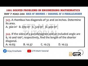 AREA OF RHOMBUS AND PARALLELOGRAM | 1001 SOLVED PROBLEMS IN ENGINEERING MATHEMATICS | DAY 7 #343-344